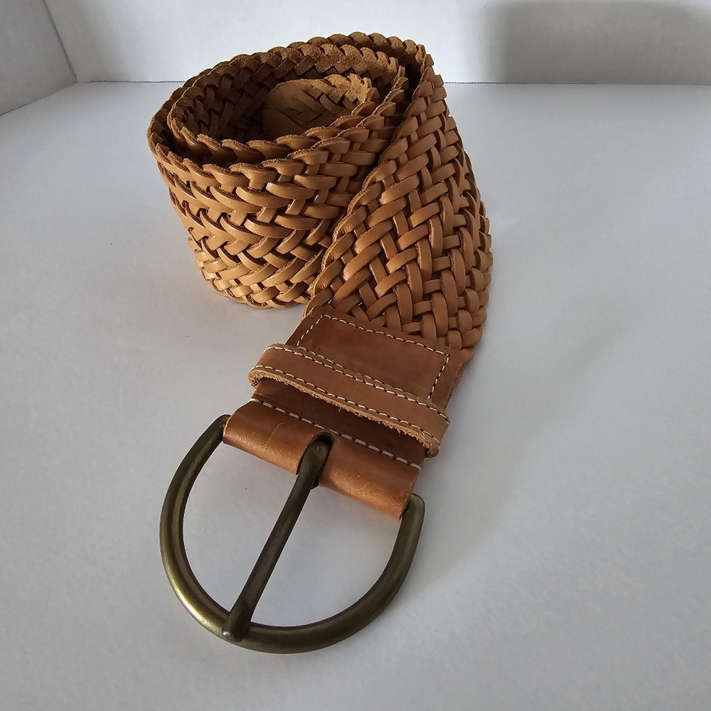 Hand Plaited Hide Leather Belt Made in England Size S